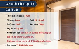 ĐƠN HÀNG SẢN XUẤT CÁC LOẠI CỬA - ĐÀI TRUNG